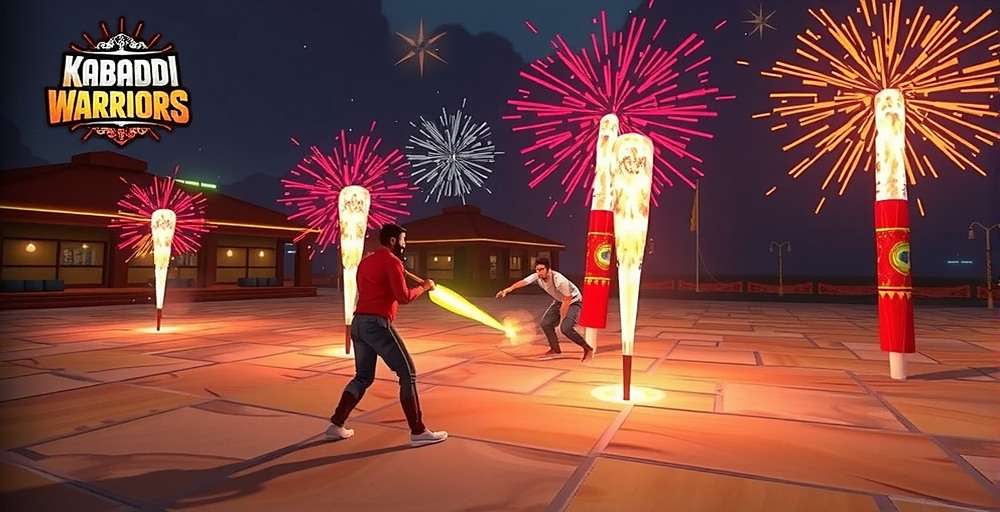 Kabaddi Warriors Diwali Event Kabaddi Warriors Diwali event showing virtual firecrackers after a successful raid